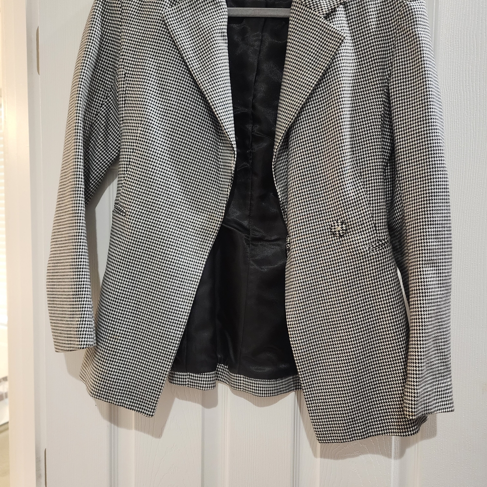 H&M Black and White Checkered Blazer